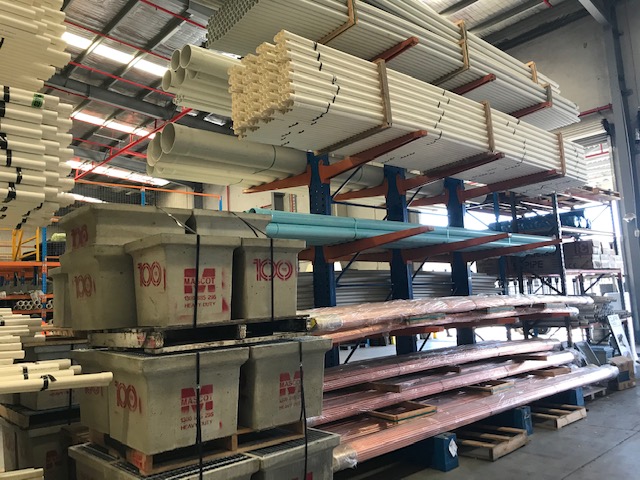 Warehouse stock of pvc plumbing pipes